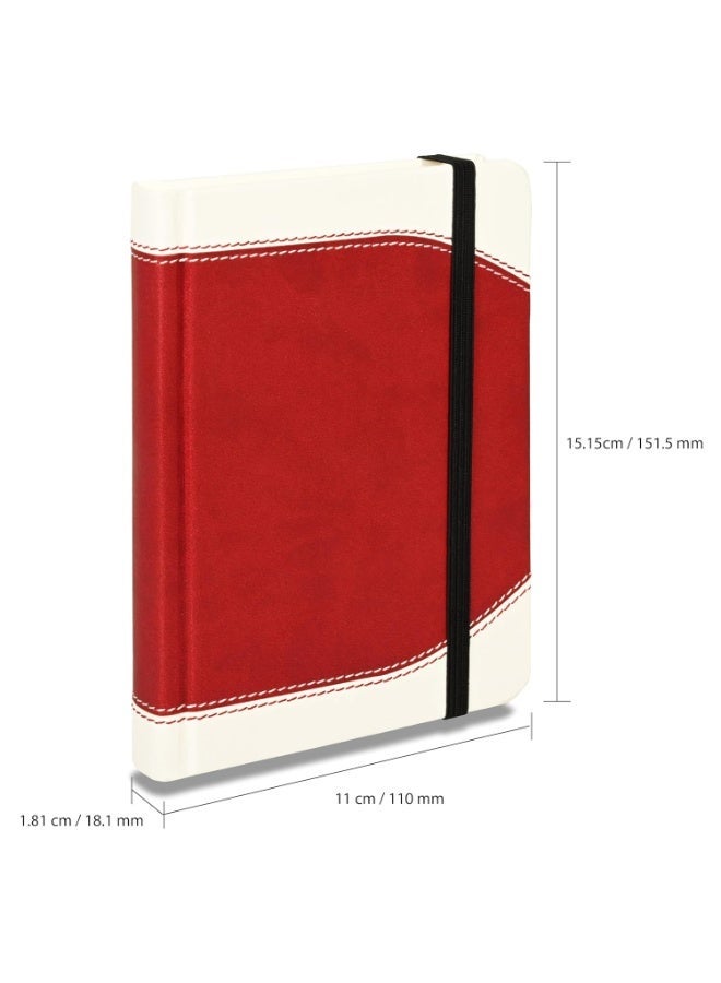 FIS® Hard Cover Notebook, Italian PU Materials, A6 Size, 240 Pages, Plain No Ruling, Round Corners with Elastic Band Closure, 70gsm Italian Ivory Paper, 1 Piece, White with Red Color-FSNBA6PL1501 - Image 4